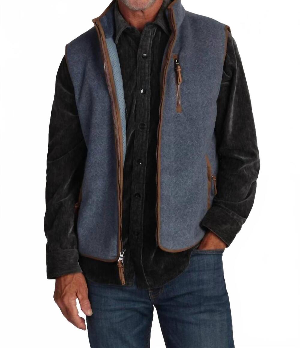 NEW TRUE GRIT herringbone zip vest in navy